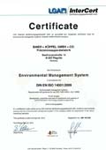 Zertifikat DIN EN ISO 14001:2009